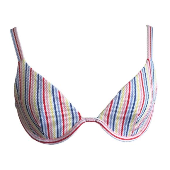✨Onia Wired Bikini Top Rainbow Seersucker Striped Size Small - Picture 1 of 5